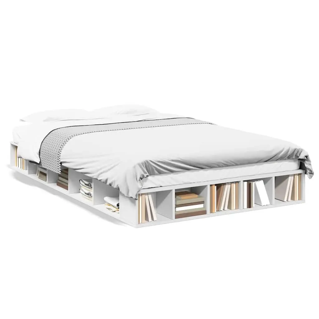 White Bed Frame with Storage Compartment 135x190 cm