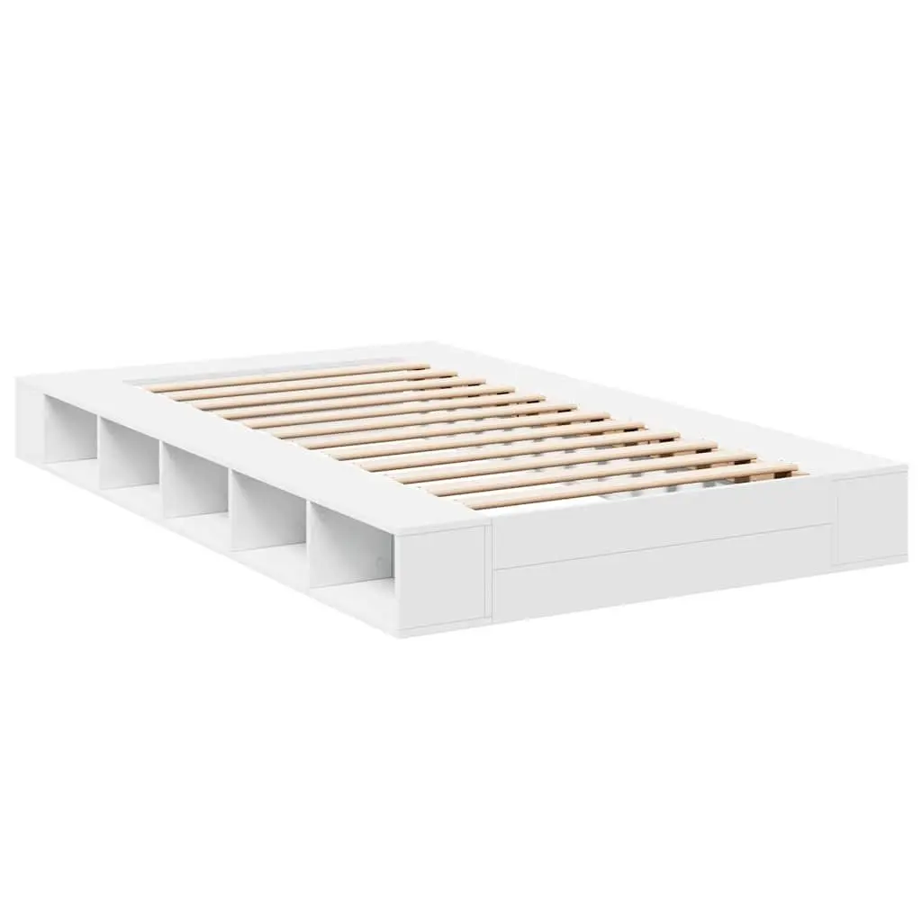 White Bed Frame with Storage Compartment 135x190 cm