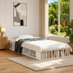 Comfortable White Bed Frame 90x190 cm with Storage