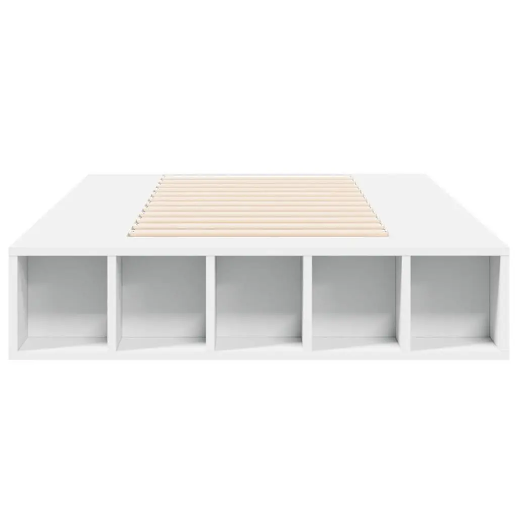 Bed Frame White 90x190 cm Engineered Wood Slatted Base with Storage Compartments