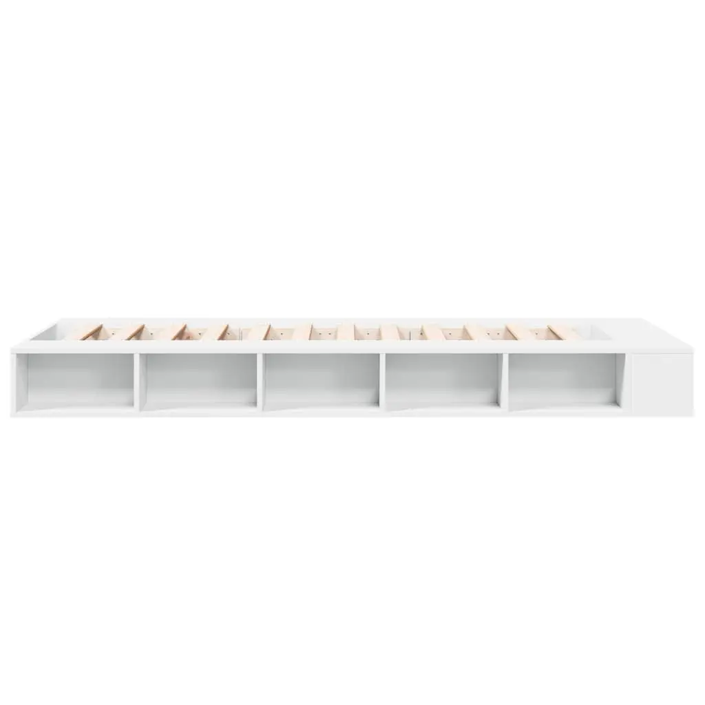 Bed Frame White 90x190 cm Engineered Wood Slatted Base with Storage Compartments