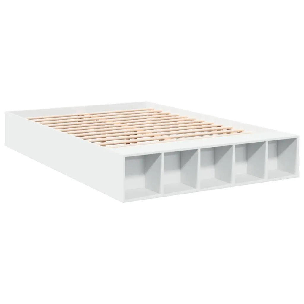 White Bed Frame with Storage Compartments 150x200cm
