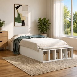 White Bed Frame with Storage 90x190 cm for Modern Spaces