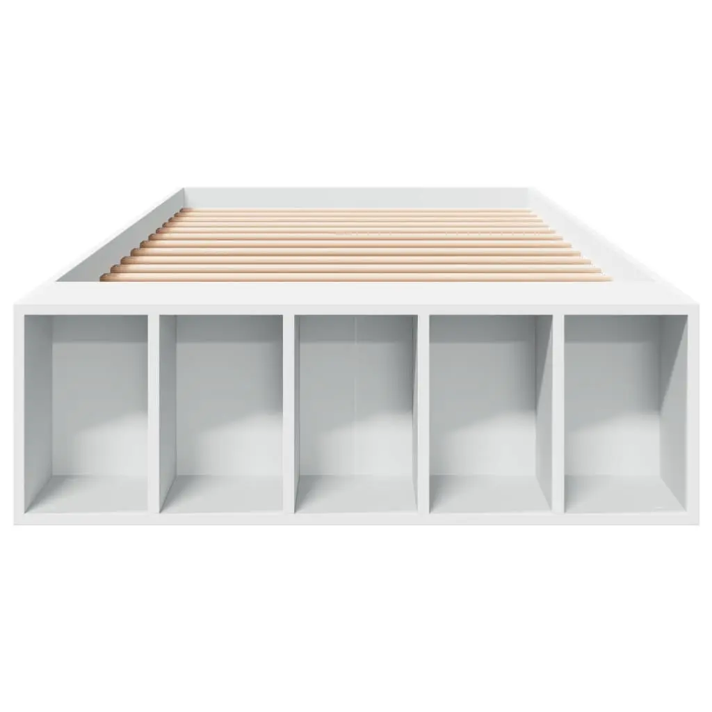 Bed Frame White 90x190 cm Modern Bedroom Furniture Storage Compartments Slatted