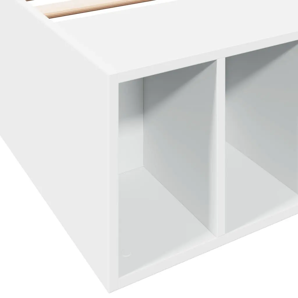 Bed Frame White 90x190 cm Modern Bedroom Furniture Storage Compartments Slatted
