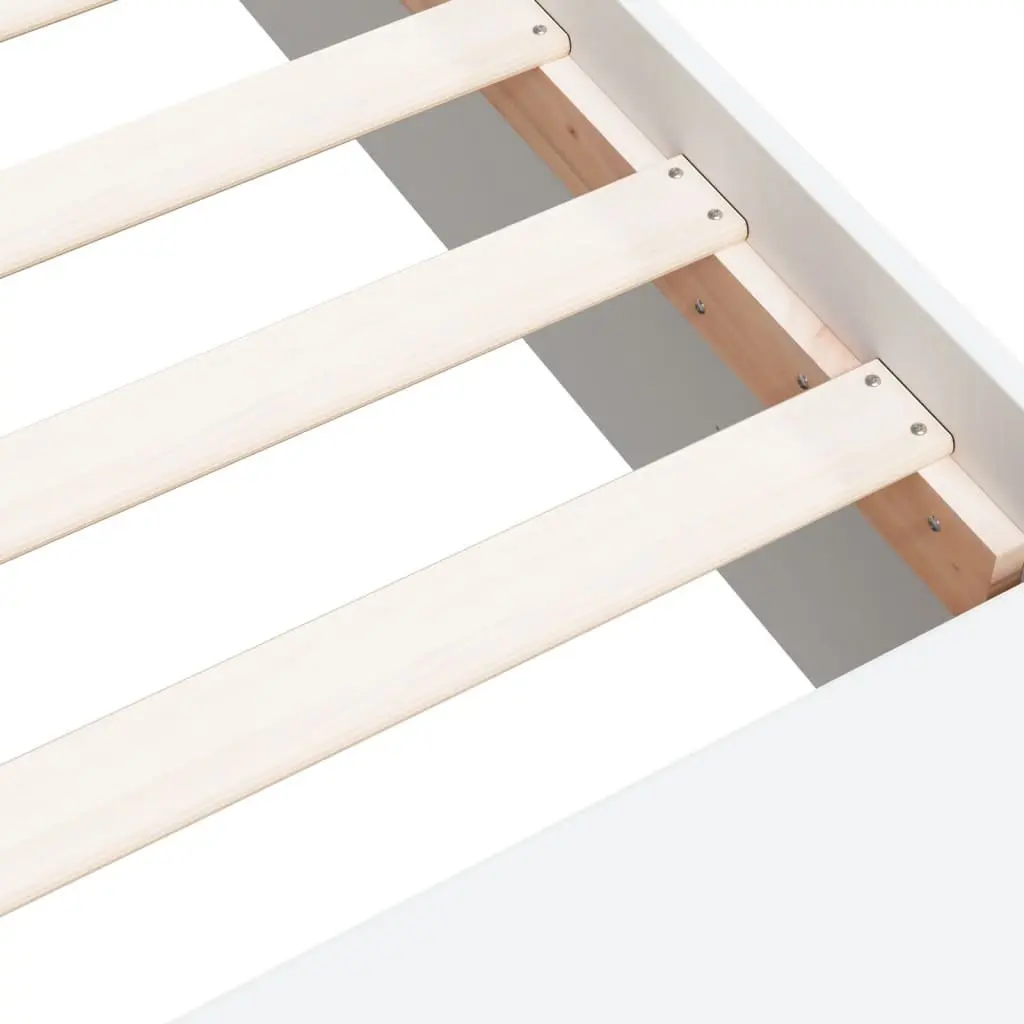 Bed Frame White 90x190 cm Modern Bedroom Furniture Storage Compartments Slatted