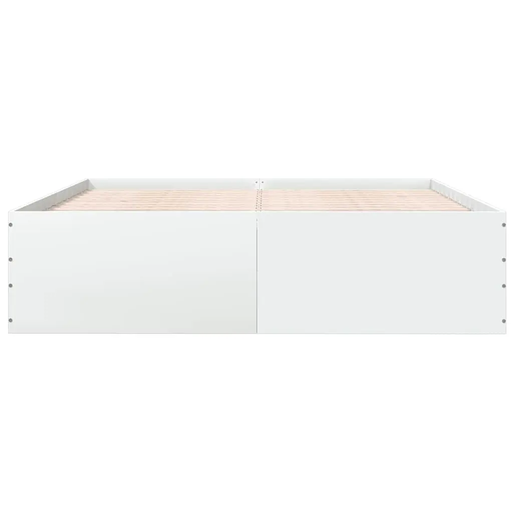 Bed Frame White 180x200 cm Modern Design Engineered Wood Slats Support