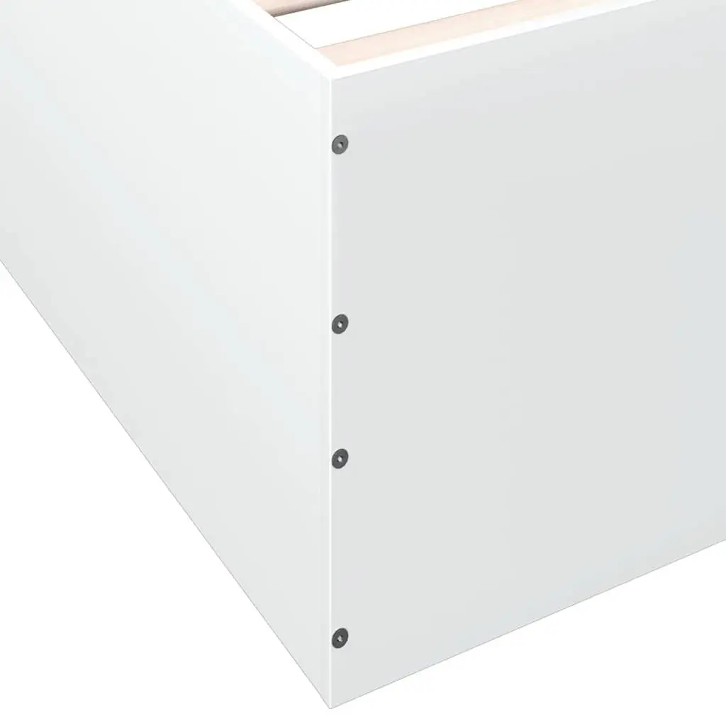 Bed Frame White 180x200 cm Modern Design Engineered Wood Slats Support