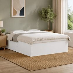 Modern White Bed Frame 150x200 cm with Slatted Base