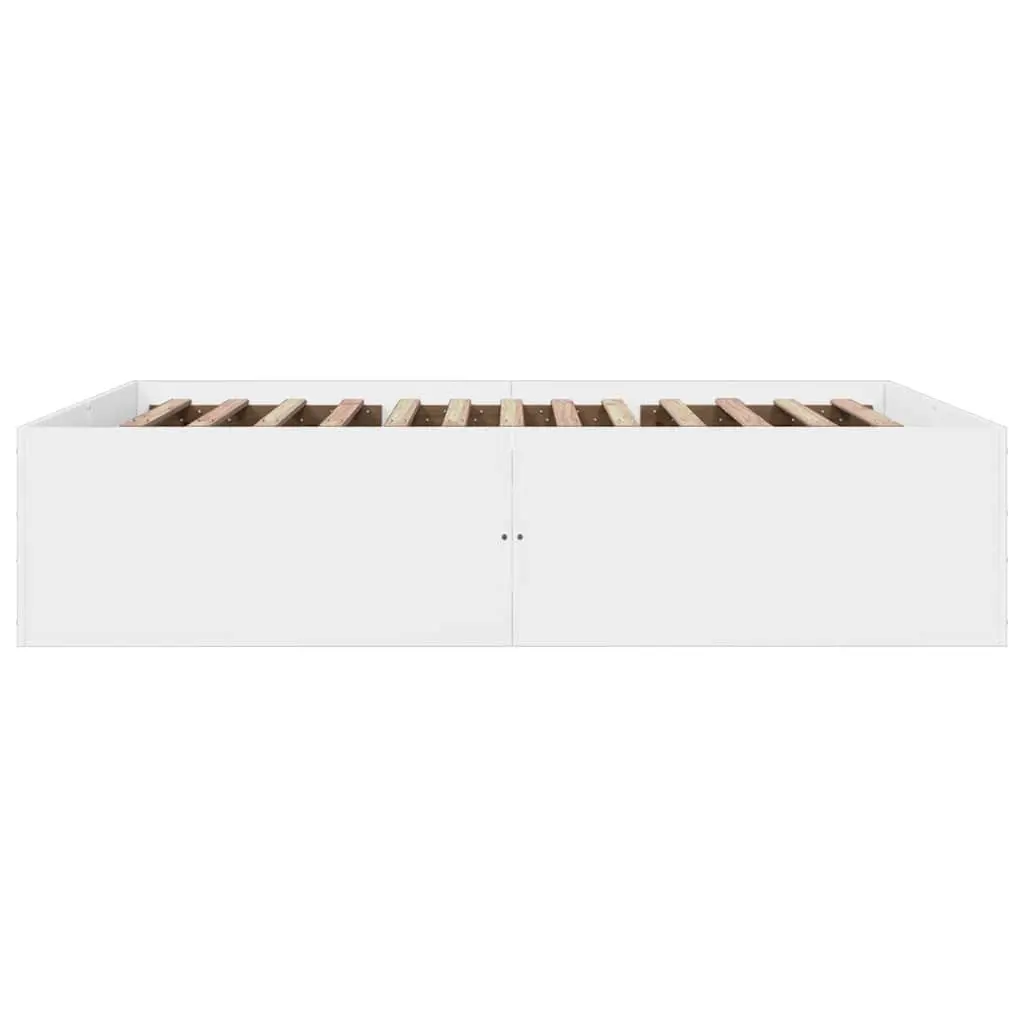 White Bed Frame 150x200 cm Modern Design Engineered Wood Slatted Base Sleep