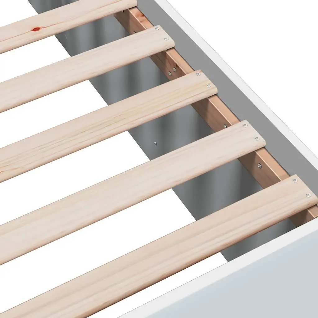 White Bed Frame 150x200 cm Modern Design Engineered Wood Slatted Base Sleep