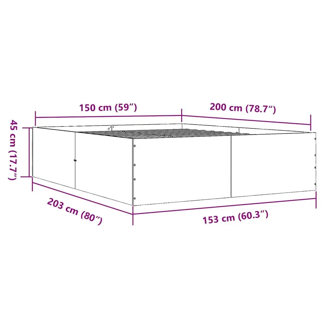 White Bed Frame 150x200 cm Modern Design Engineered Wood Slatted Base Sleep