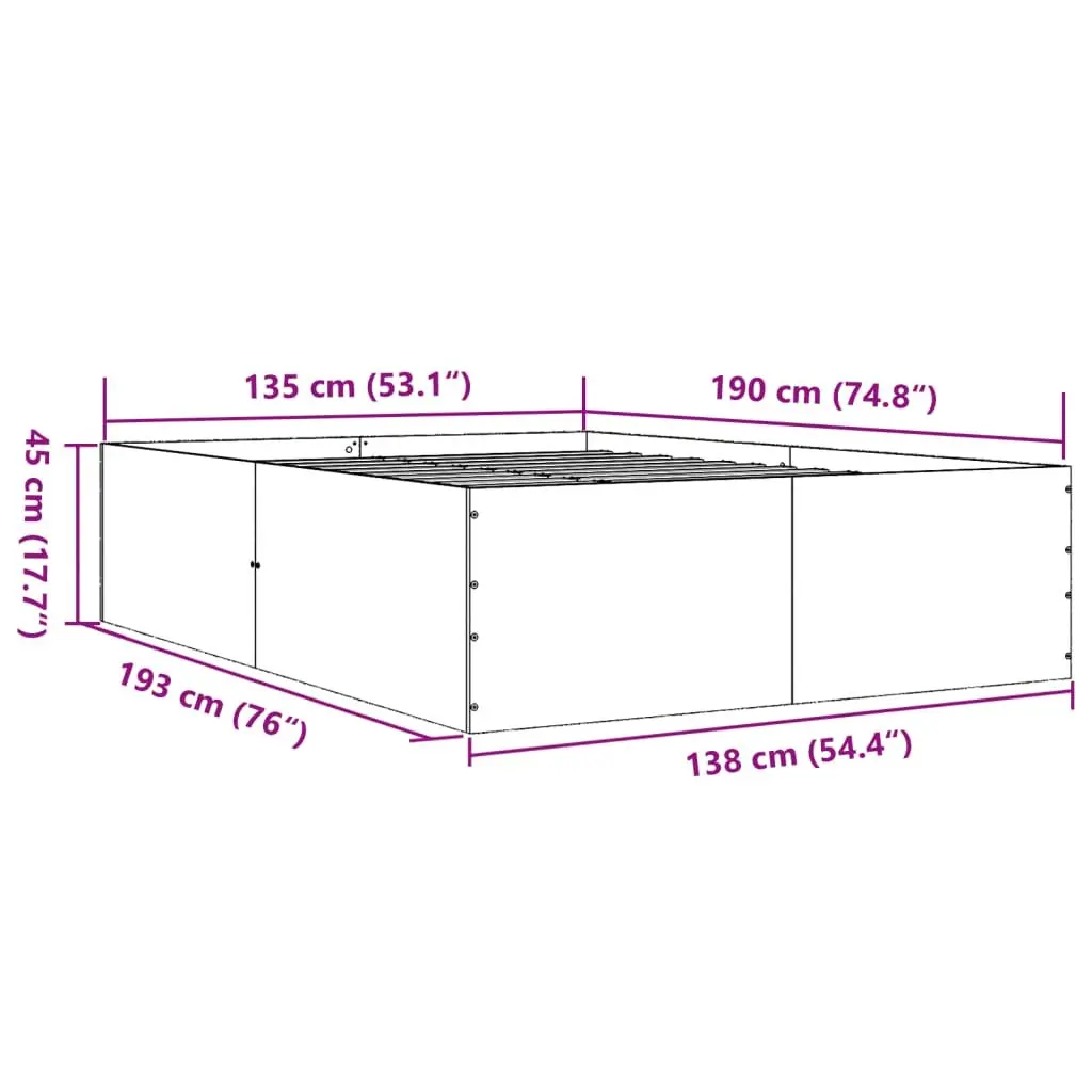 White Engineered Wood Bed Frame 135x190 cm