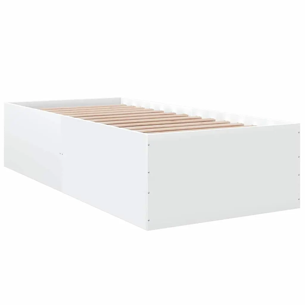 White Bed Frame 90x190 cm with Slatted Base
