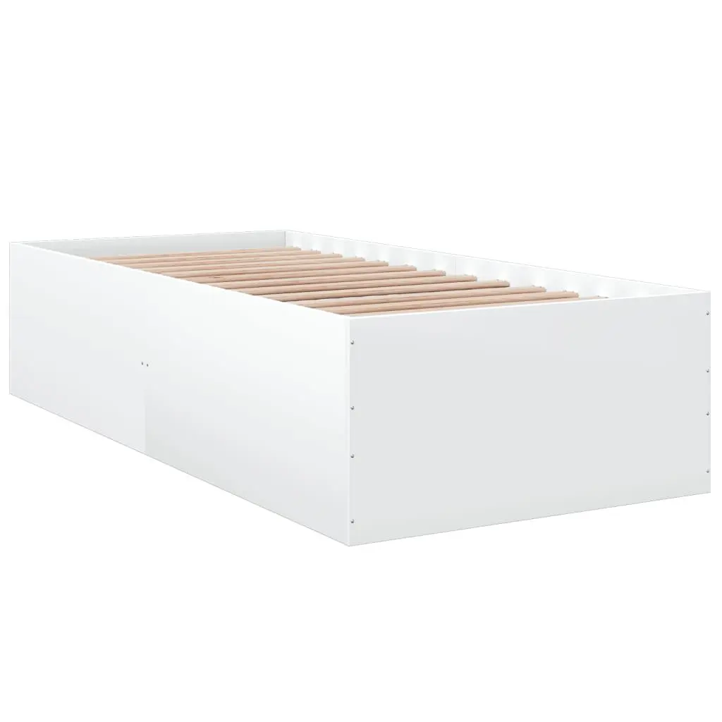 White Bed Frame 90x190 cm with Slatted Base