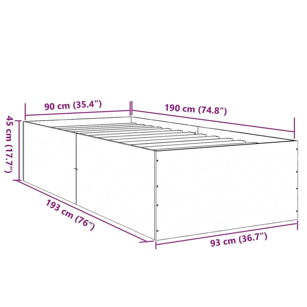 White Bed Frame 90x190 cm with Slatted Base