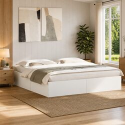 White Bed Frame 180x200 cm with Slat Support