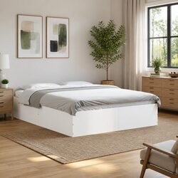 White Bed Frame 150x200 cm with Slatted Base