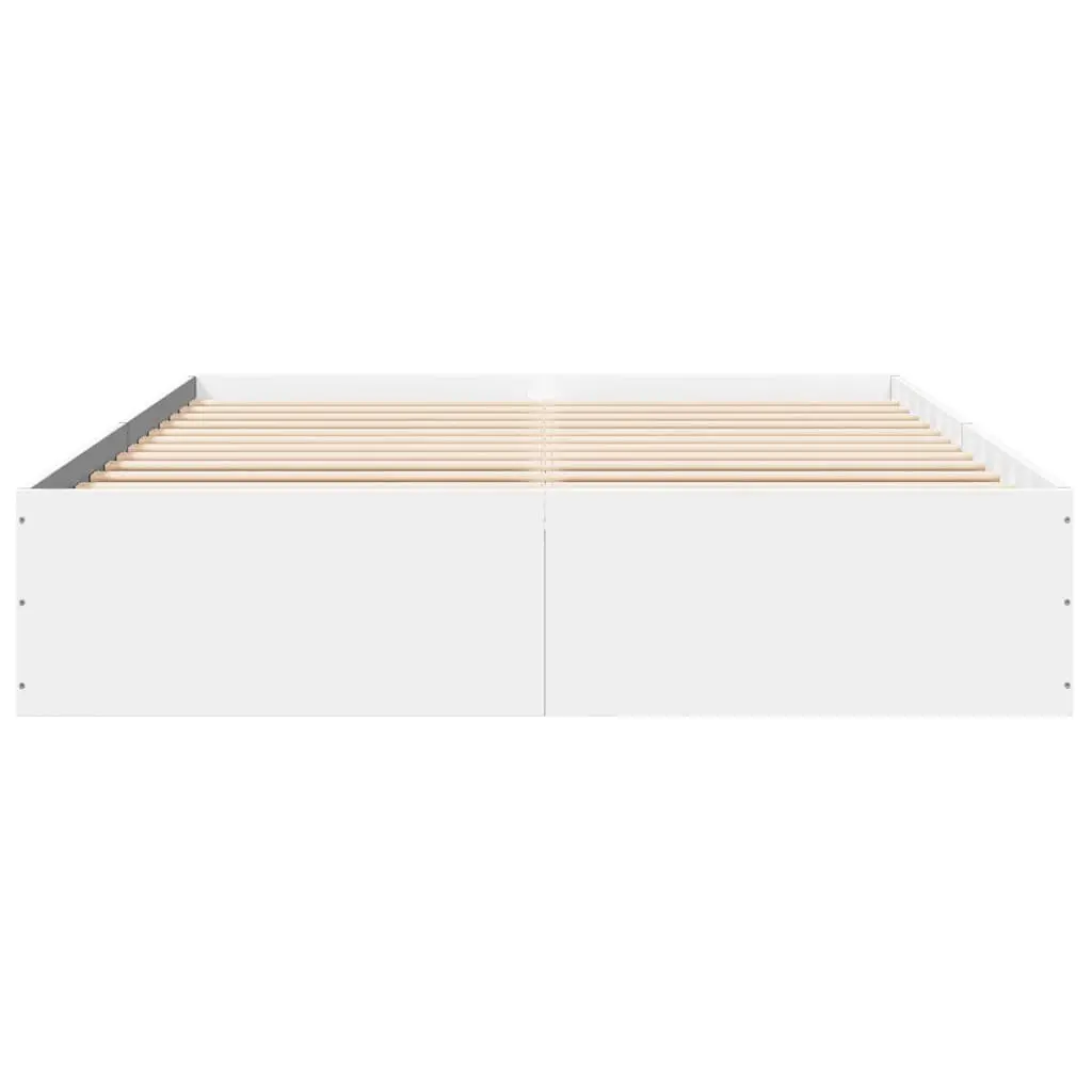 Bed Frame White 150x200 cm Modern Design Slatted Base Bedroom Furniture