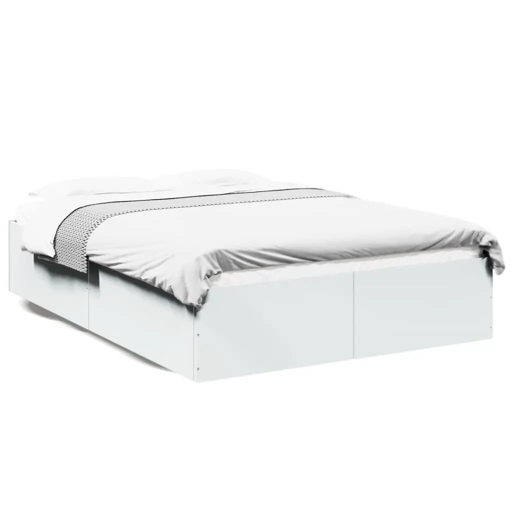 White Bed Frame 135x190 cm with Slats