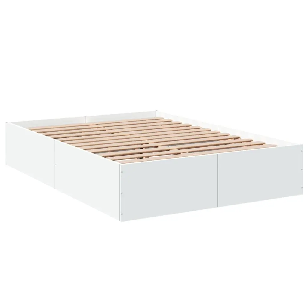 White Bed Frame 135x190 cm with Slats