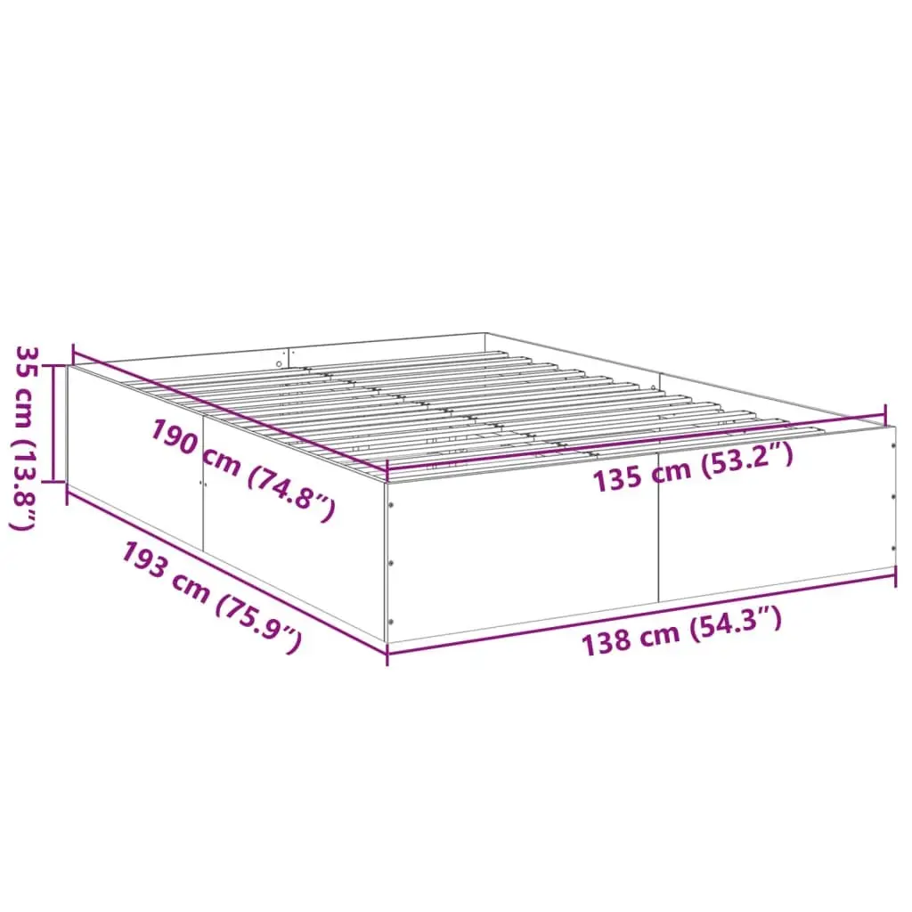 White Bed Frame 135x190 cm with Slats