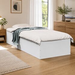 White Bed Frame 90x190 cm with Slatted Base