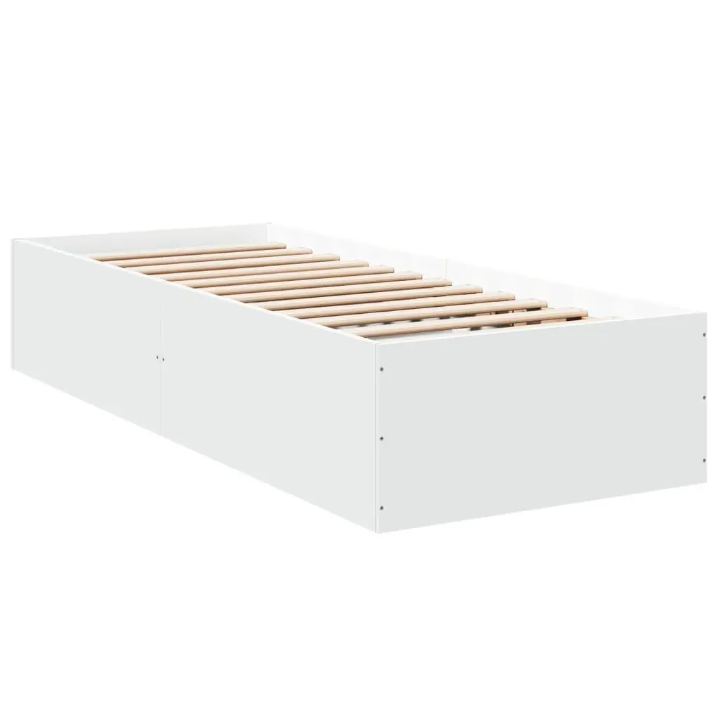 White Bed Frame 90x190 cm with Slatted Base