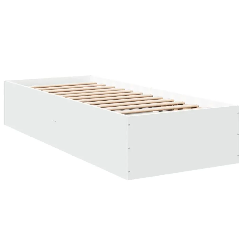 White Bed Frame 90x190 cm with Slatted Base