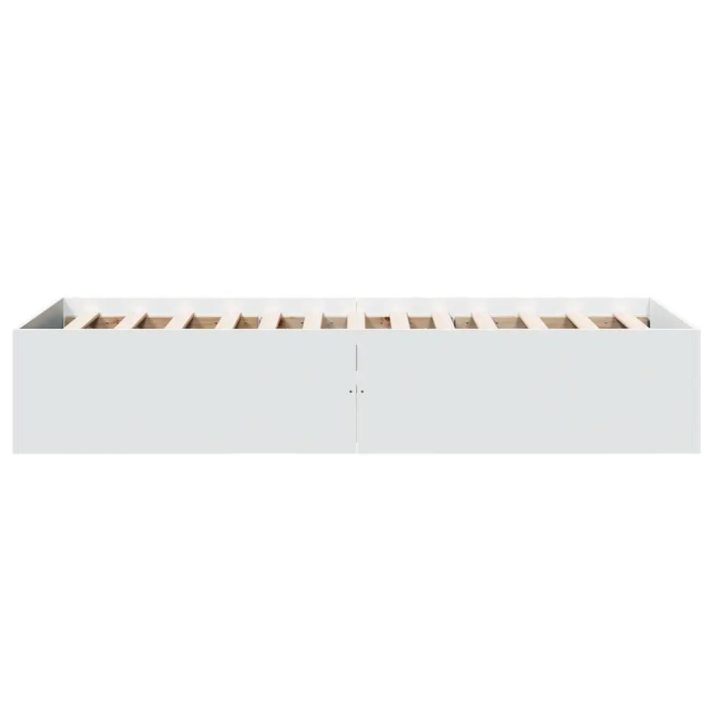 White Bed Frame 90x190 cm with Slatted Base
