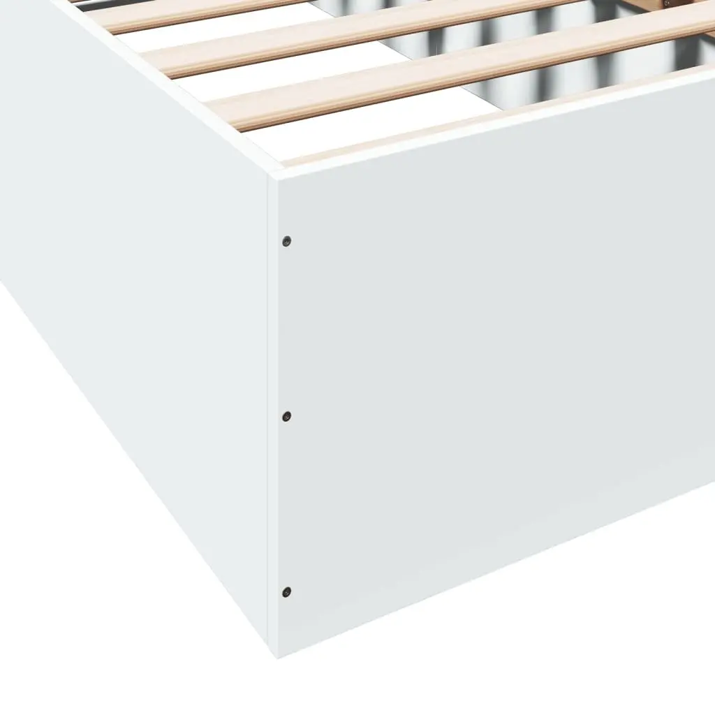 White Bed Frame 90x190 cm with Slatted Base