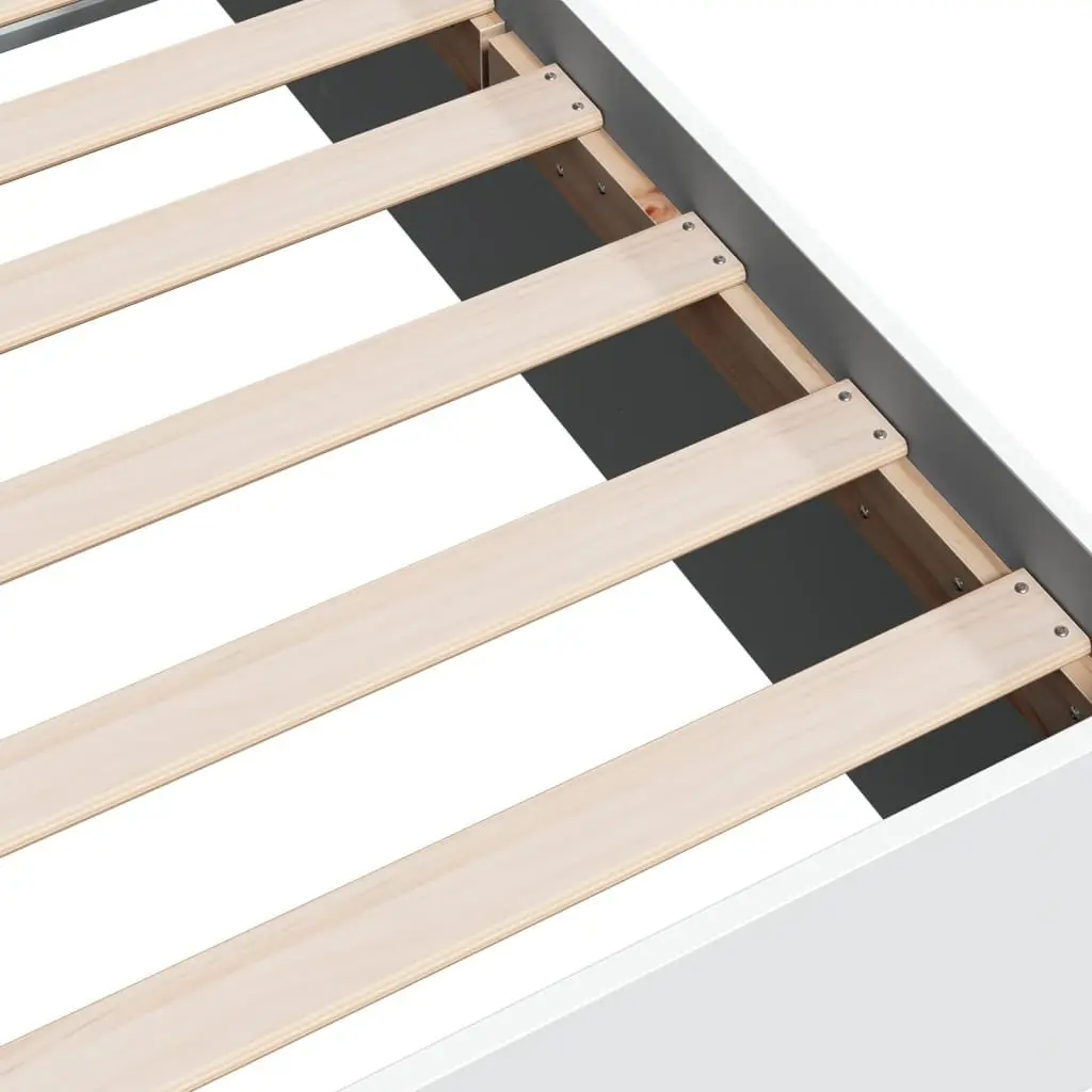 White Bed Frame 90x190 cm with Slatted Base