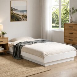 Modern White Bed Frame with RGB LED Lights 90x190 cm