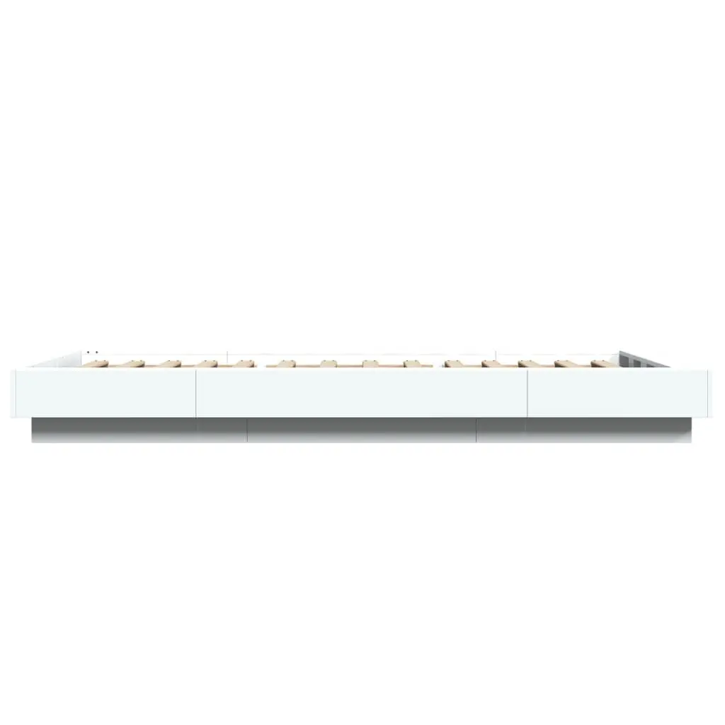 Bed Frame Modern White 90x190 cm Engineered Wood with RGB LED Lights Slatted Base