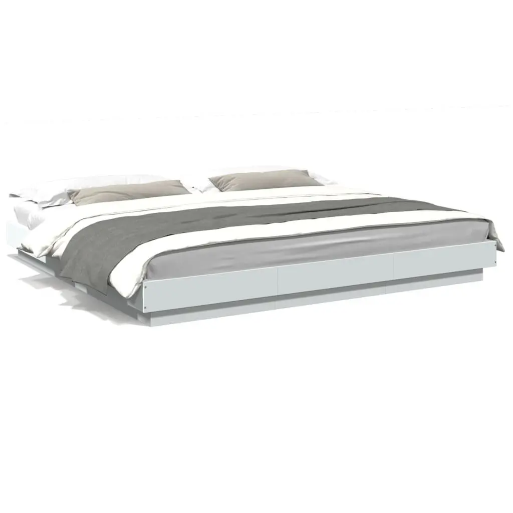 White King Bed Frame 183x203cm with Slatted Base