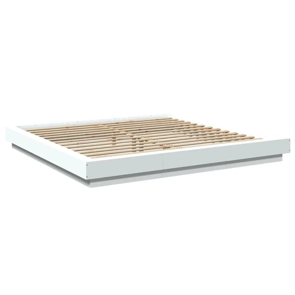 White King Bed Frame 183x203cm with Slatted Base