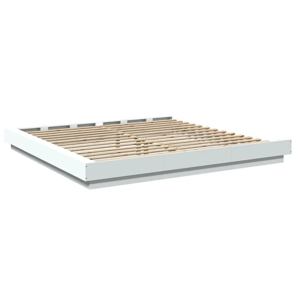White King Bed Frame 183x203cm with Slatted Base