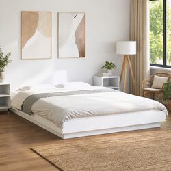White Modern Bed Frame 150x200 cm with Slatted Base
