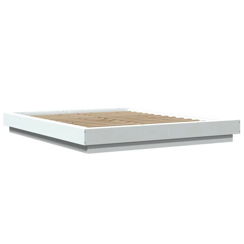 White Modern Bed Frame 150x200 cm with Slatted Base