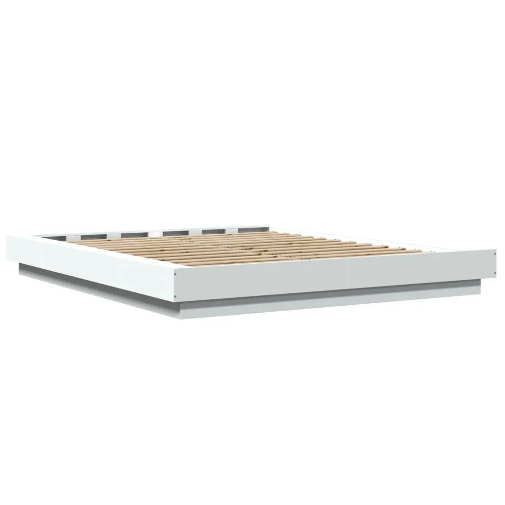 White Modern Bed Frame 150x200 cm with Slatted Base