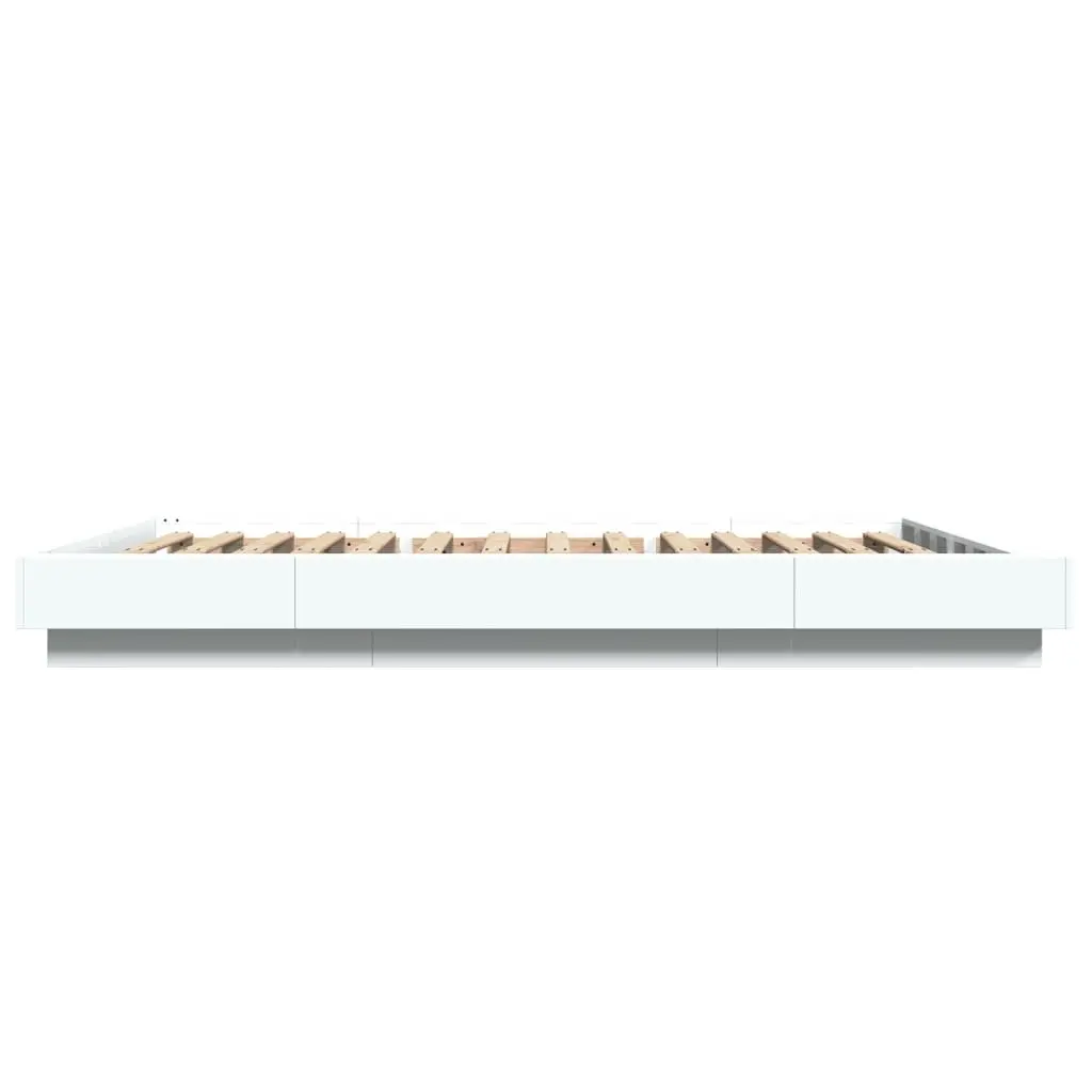 Bed Frame White 135x190 cm Modern Design Engineered Wood Slatted Base Bedroom