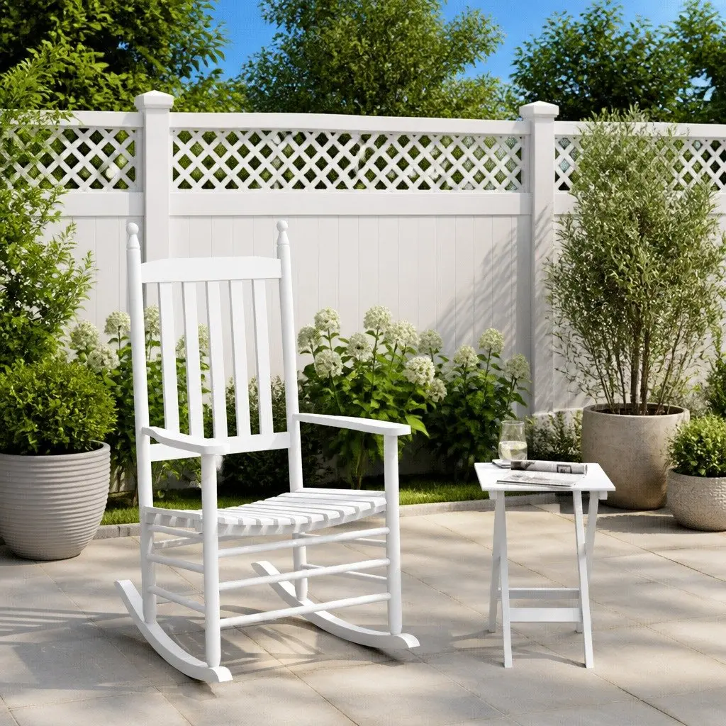 Rocking Chair with Foldable Side Table