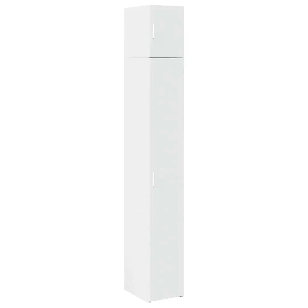 White Engineered Wood Slim Storage Cabinet
