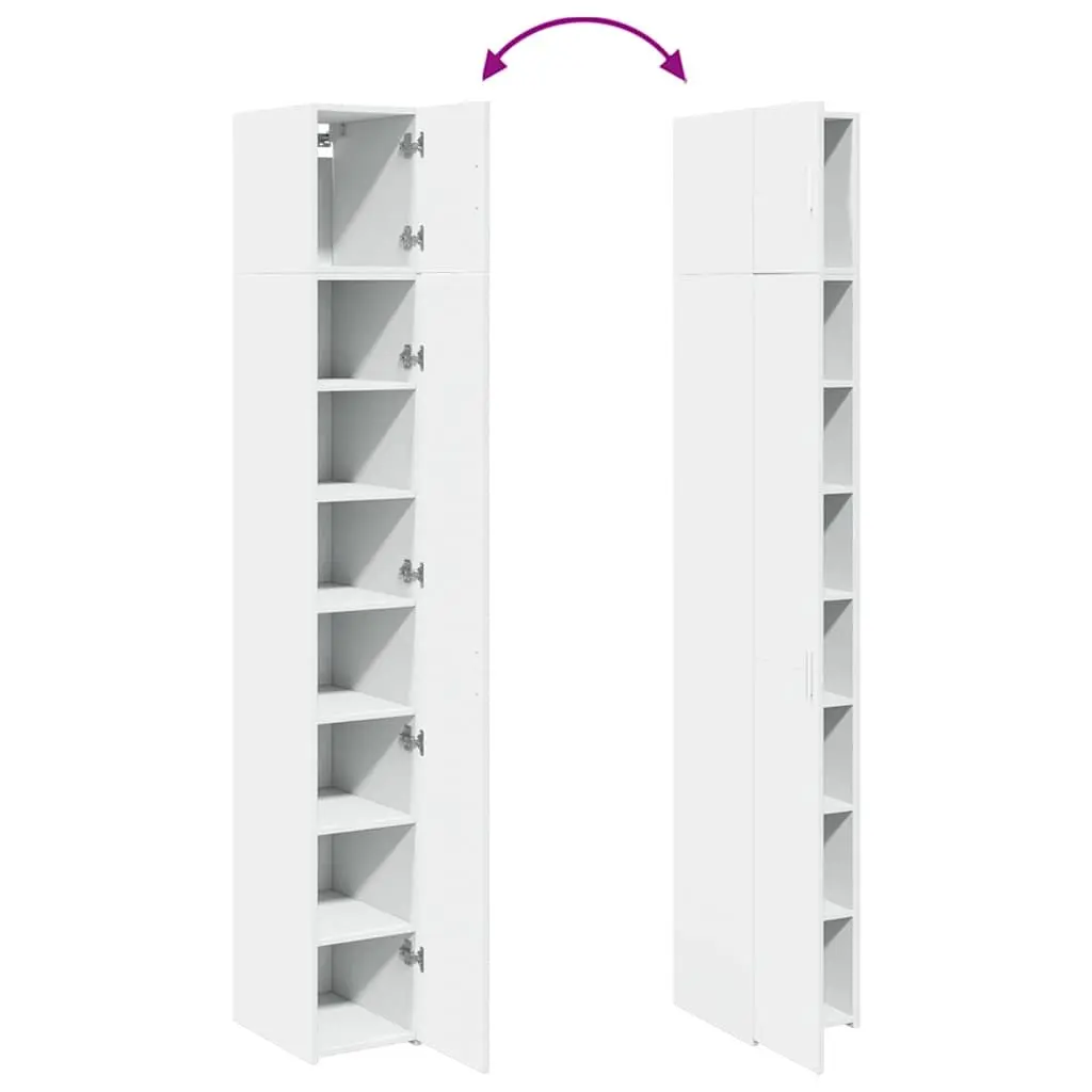 White Engineered Wood Slim Storage Cabinet