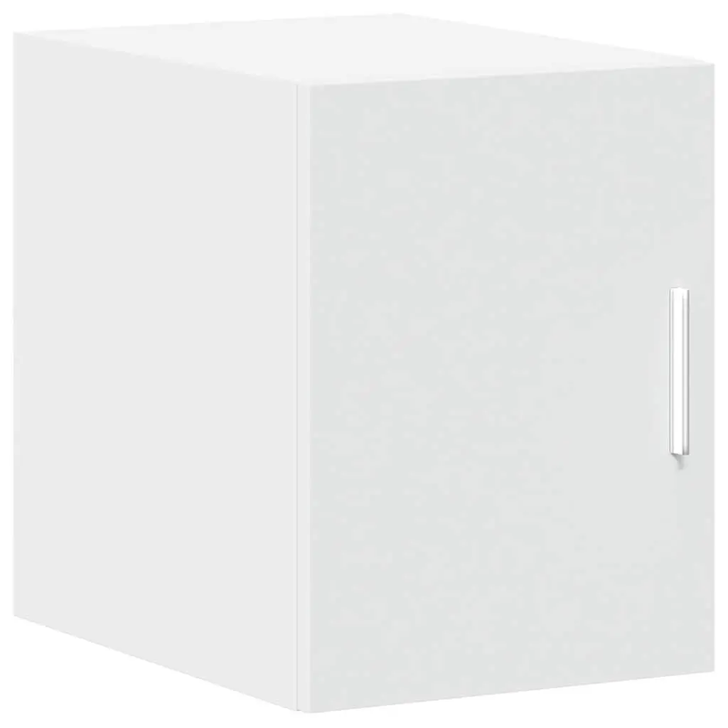 White Engineered Wood Slim Storage Cabinet