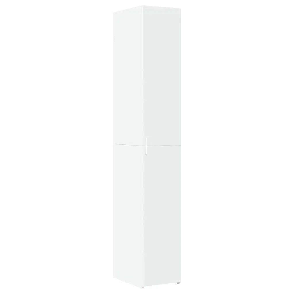 White Engineered Wood Slim Storage Cabinet