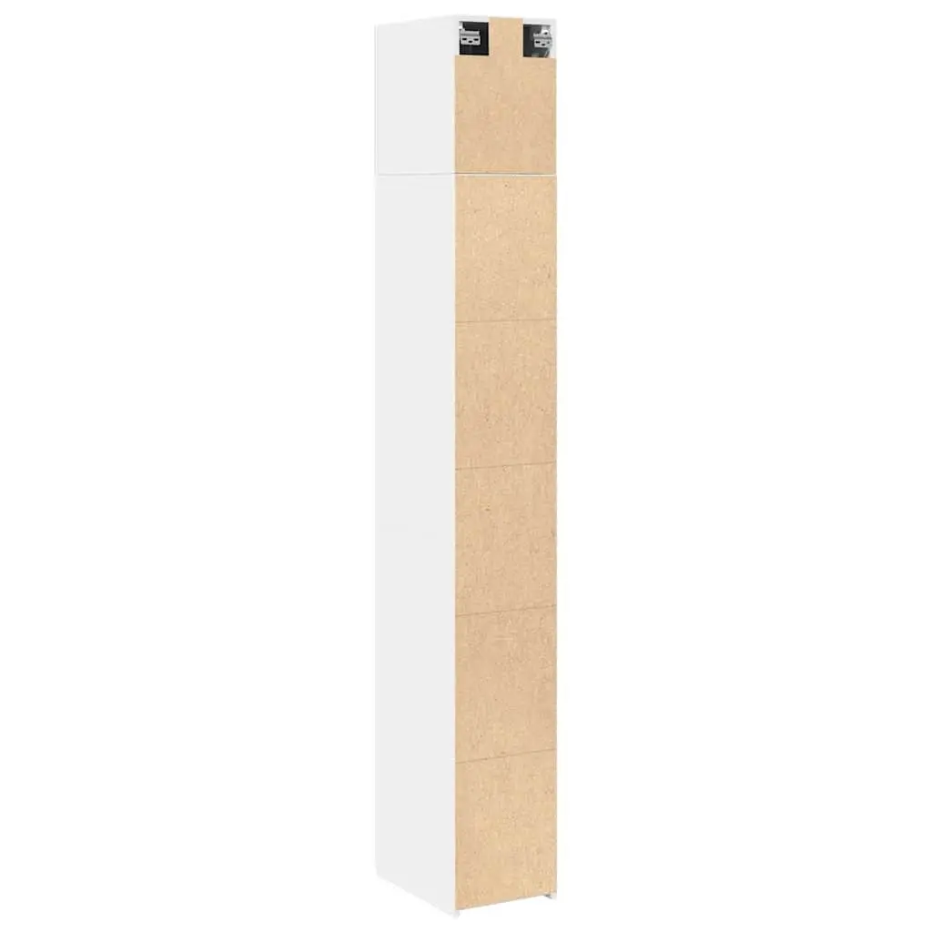 White Engineered Wood Slim Storage Cabinet