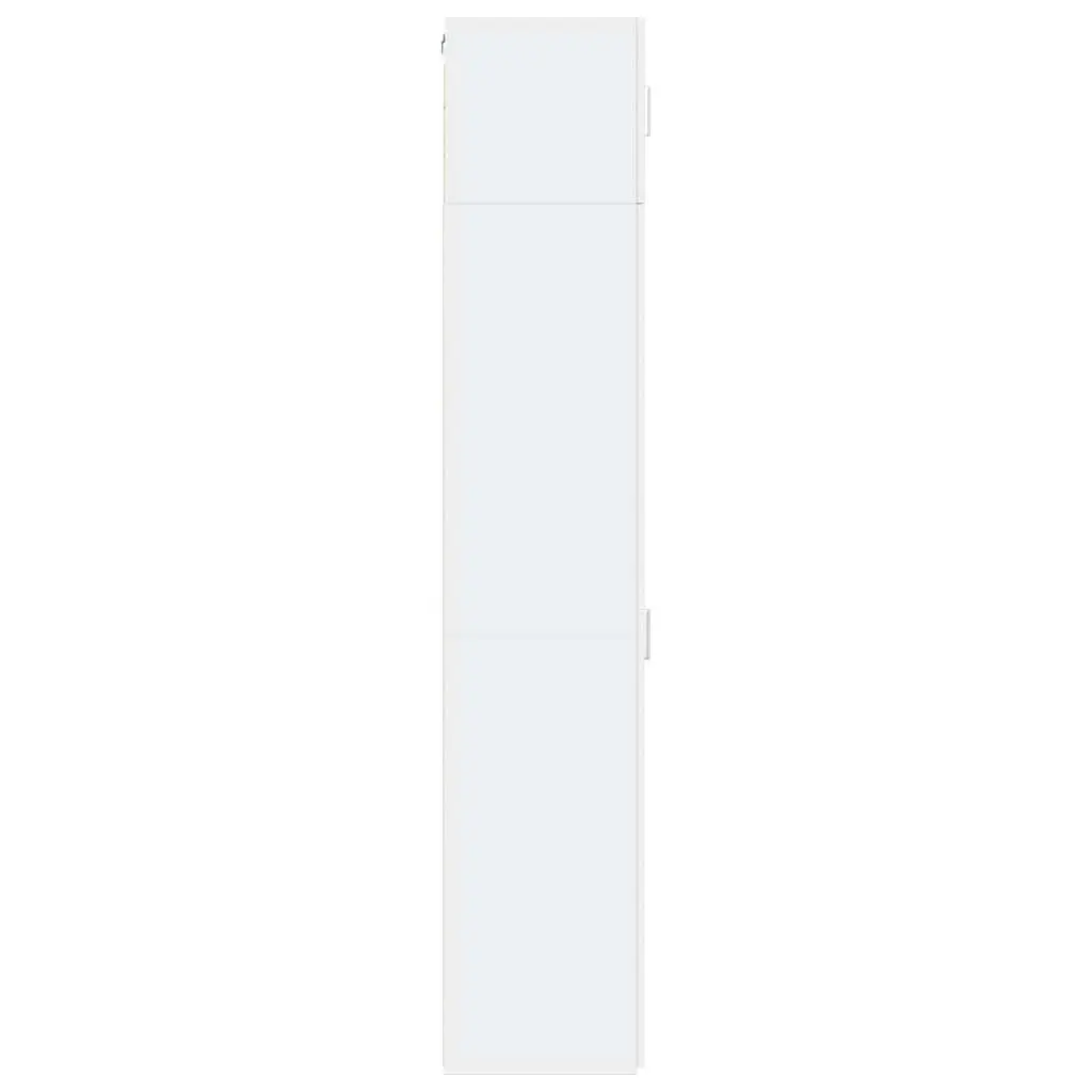 White Engineered Wood Slim Storage Cabinet