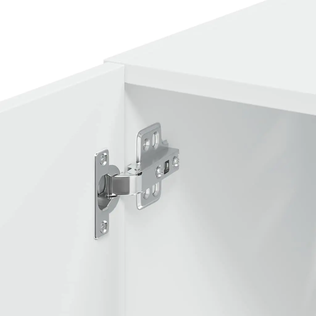 White Engineered Wood Slim Storage Cabinet
