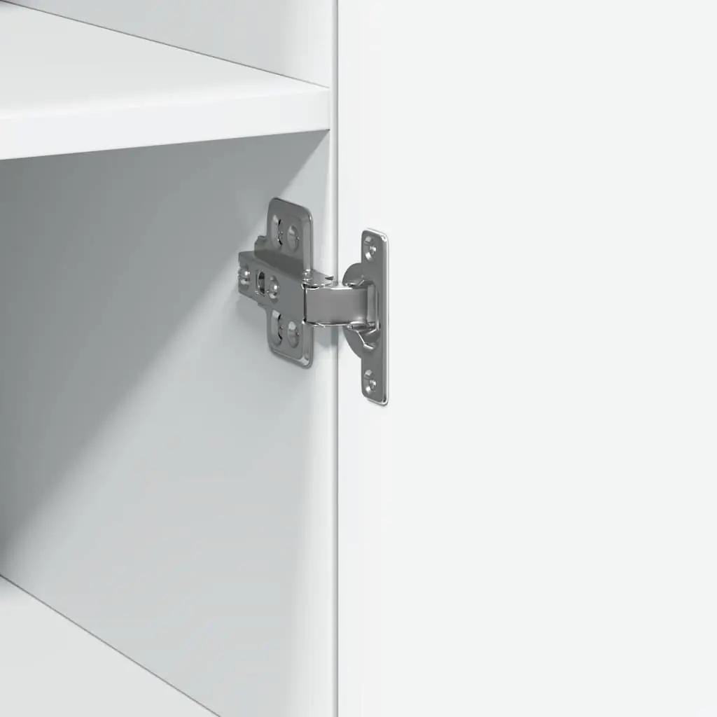 White Engineered Wood Slim Storage Cabinet